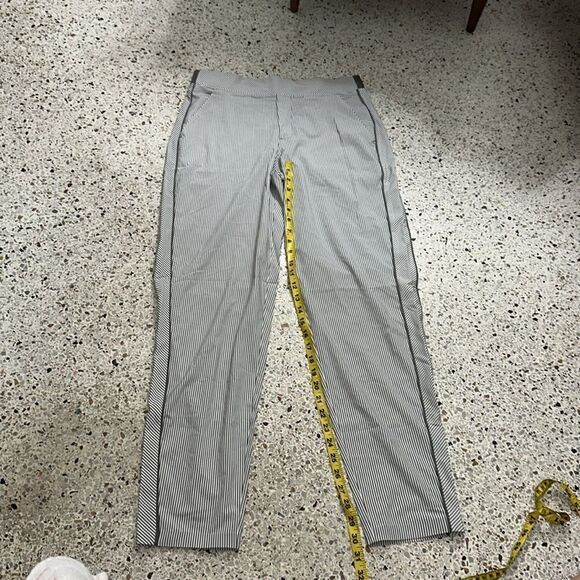 Athleta Brooklyn textured stripe pants 8 T tall white gray - Picture 6 of 7